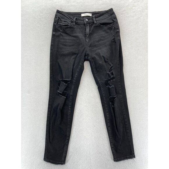 KanCan Signature Jeans Women's 29 Skinny Black Distressed Denim‎ High Rise Pants - Picture 1 of 13
